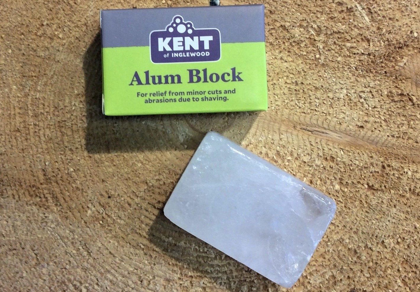 Kent of Inglewood Alum Block on cork surface with box
