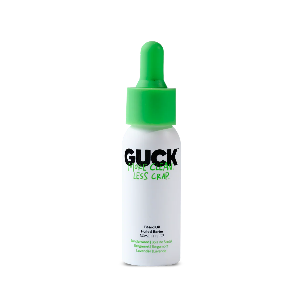Bottle of GUCK hair gel with green cap on a white background