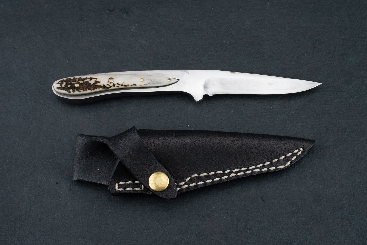 Ken Kageura Aogami Damascus with Antler Handle Hunting Knife 90mm from Ken Kageura