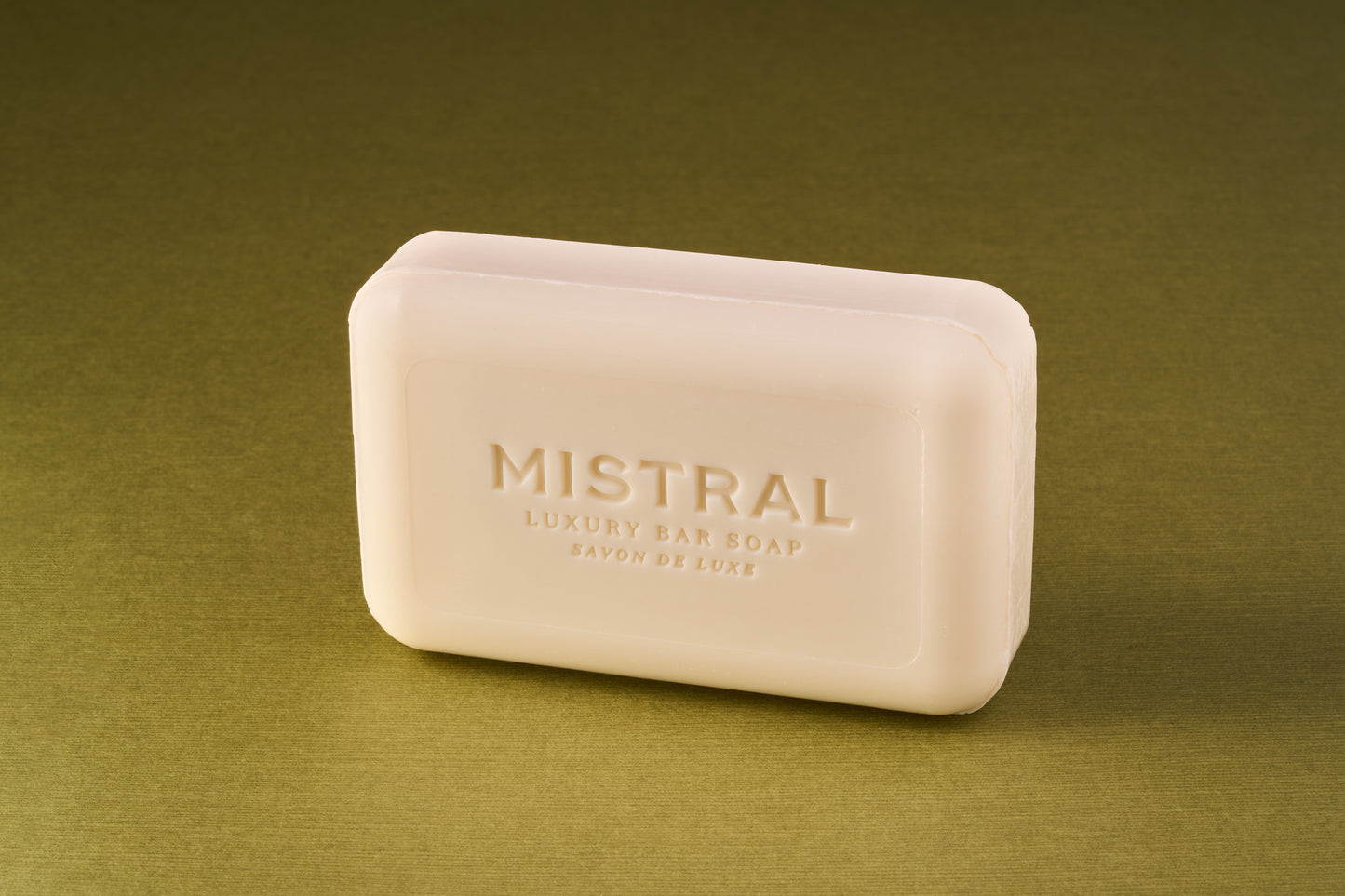 Mistral Marbles Forest Bar Soap, luxury triple-milled soap embossed with MISTRAL, promises a long-lasting, fragrant experience with a smooth lather and refined French scent.