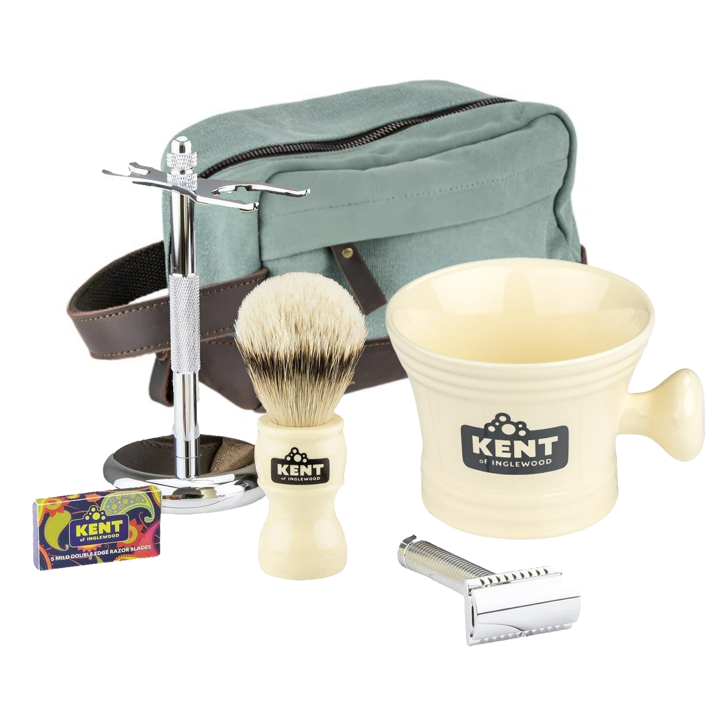 Kent of Inglewood Deluxe Ivory/Chrome Shaving Kit from Kent of Inglewood