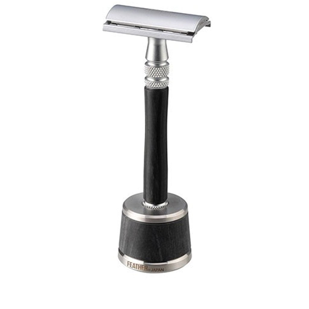 Feather WS-D2S Wood Handle Stainless Steel DE Safety Razor from Feather