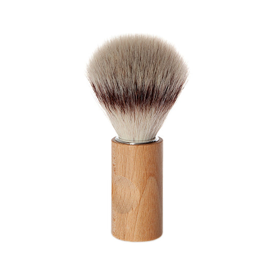 Shaving brush with wooden handle on a white background