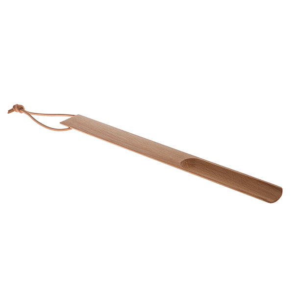 Wooden shoe horn on a white background