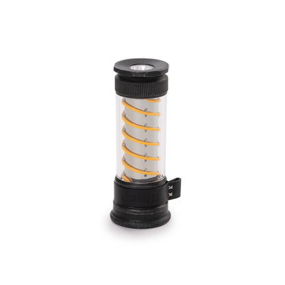 Barebones Edison Light Stick, a portable lantern with spiral LED and leather strap, perfect for camping or emergencies, enhancing the outdoor experience.