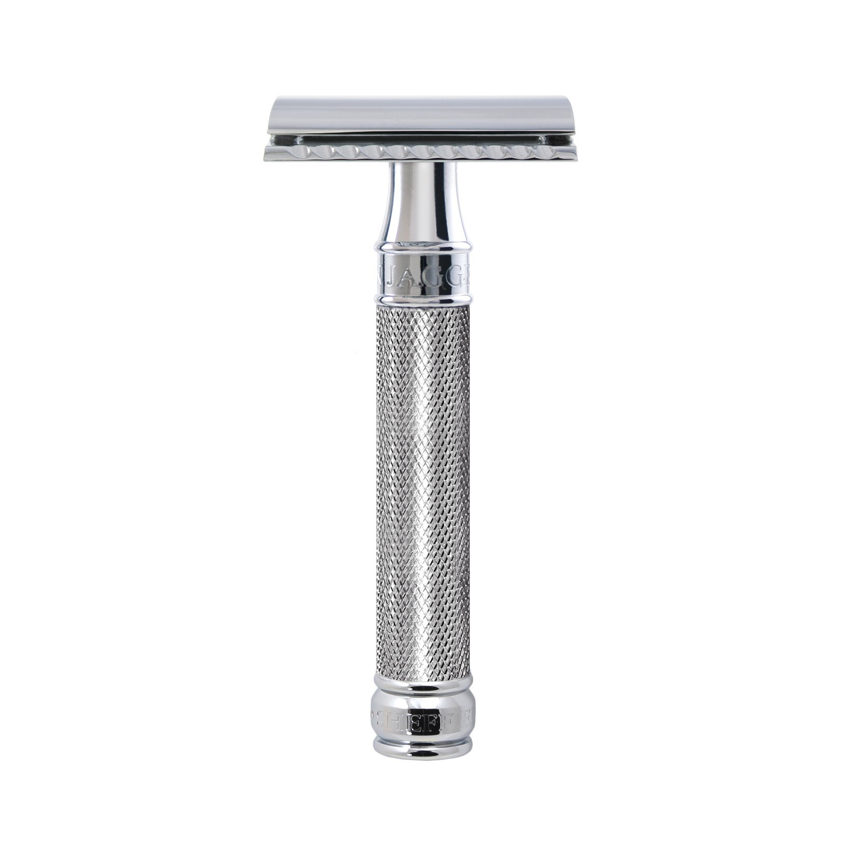 Edwin Jagger Double Edge Safety Razor, Knurled Effect Handle, Chrome