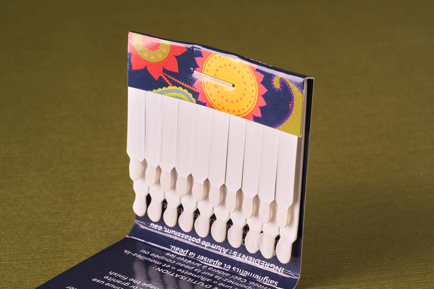 Kent of Inglewood Alum Matches in a floral cardboard sleeve, featuring single-use cotton-tipped applicators for treating shaving nicks and cuts.