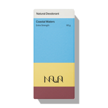 Nala Natural Deodorant in Coastal Waters Extra Strength, 60g, featuring a minimalist design. Aluminum-free and crafted with natural ingredients for effective, gentle body care.