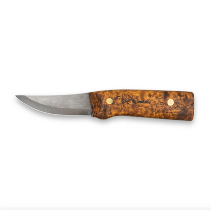 Roselli Hunting Knife full Tang with Dark Handle & Fire Steel, featuring a stainless-steel blade and burl-wood handle, crafted for hunting and outdoor use.