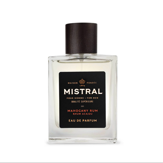 Mistral Mahogany Rum Eau de Parfum bottle on a white background
