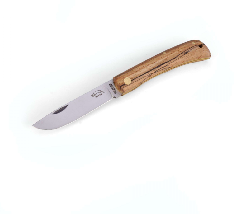 Otter-Messer Hippe-Kniep folding pocket knife with a stainless-steel blade and spalted wood handle, showcasing traditional craftsmanship and practicality for everyday use.