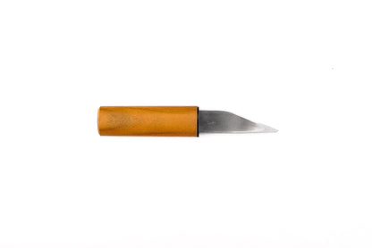 Seki Kanetsune Kishin Kiridashi Kogatana 50mm, a precision hand-knife with a straight, single-bevel blade and wooden handle, ideal for woodworking and carving tasks.