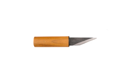 Seki Kanetsune Kishin Kiridashi Kogatana 50mm, a traditional Japanese woodworking knife with a wooden handle and angled, single-bevel blade, ideal for precision tasks.