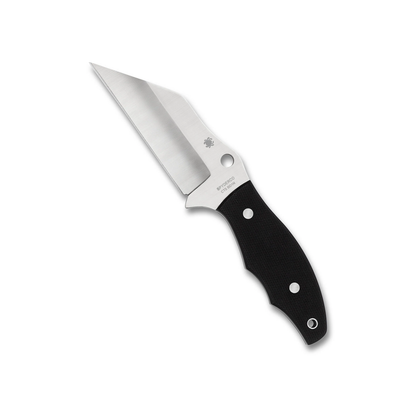 Spyderco Ronin 2 Black G-10 w/ Sheath fixed-blade knife with a silver wharncliffe-style blade and a black textured handle, designed for daily-carry.