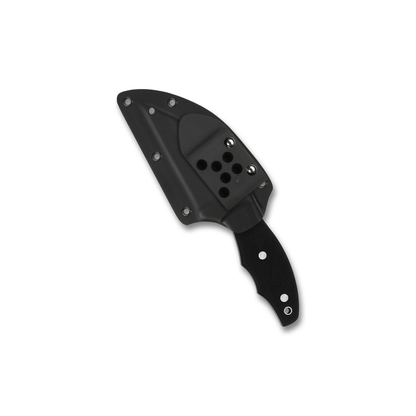 Spyderco Ronin 2 Black G-10 w/ Sheath, a fixed-blade knife with a textured handle partially enclosed in a black molded sheath, suitable for daily-carry.
