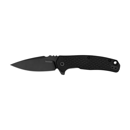Kershaw Conduit folding pocket knife with a black drop-point blade, textured handle, assisted opening, and deep carry clip, ideal for everyday or job site use.