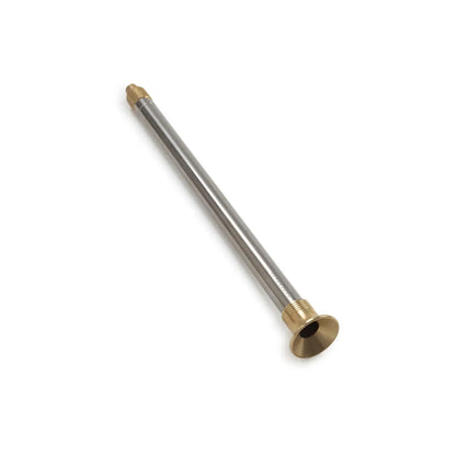 Barebones Telescoping Fire Blower, a stainless-steel wand with brass fittings, ideal for safely directing oxygen to campfires, enhancing outdoor experiences.