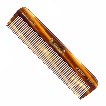 Kent of England Pocket Comb, featuring tortoiseshell pattern, saw-cut and hand-polished for gentle grooming, stimulates natural oils for shiny hair, made from plant-derived cellulose acetate.