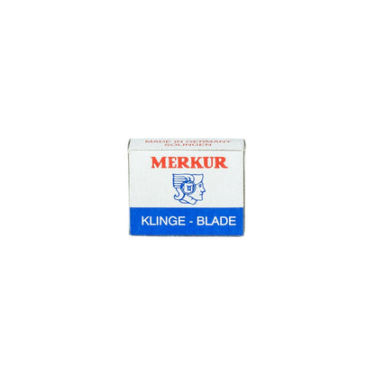 Merkur razor blades package, part of the Kent of Inglewood Beard Line Up Kit, ideal for precise shaving with included detailing razor and grooming tools.