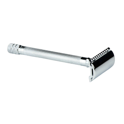 Kent's Better Shaving Kit includes a Merkur 23C safety razor, horse hair shaving brush, and stand, offering a premium, long-lasting shaving experience.