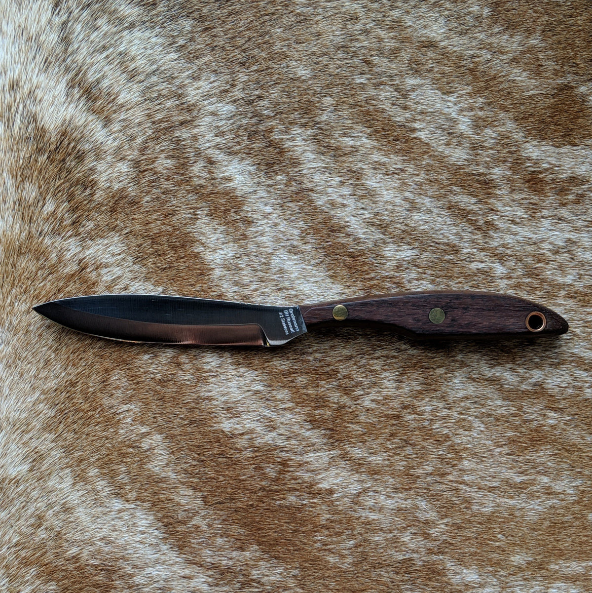 Grohmann D.H. Russell Belt Knife #2 Trout &amp; Bird with Rosewood handle, regular sheath