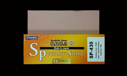 Naniwa Specialty/Super Stone 3000 210x70x20mm waterstone in packaging, ideal for honing blades with less steel removal, reflecting Kent of Inglewood's dedication to quality shaving tools.
