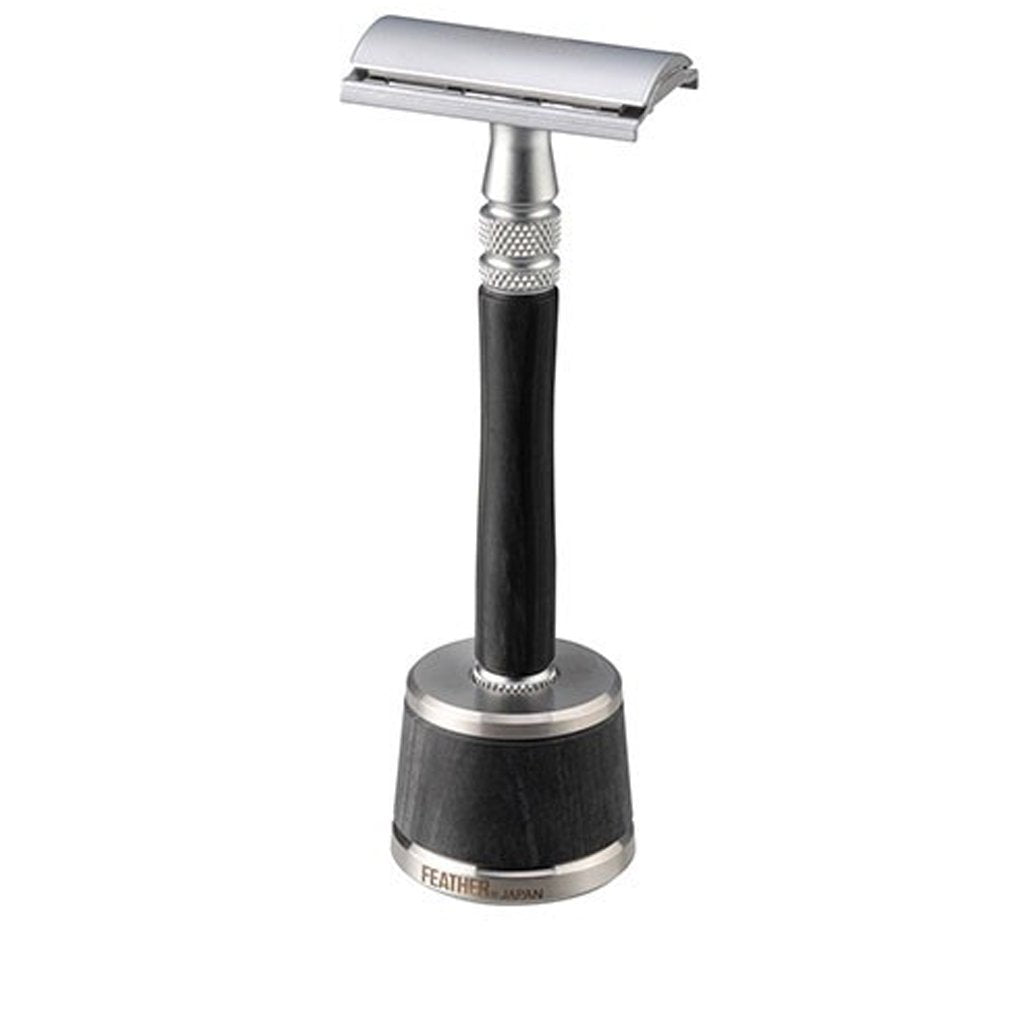 Feather WS-D2S Wood Handle Stainless Steel DE Safety Razor