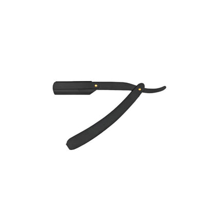 Kent of Inglewood Straight Razor Shavette, a folding straight razor, shown unfolded, ideal for precise shaves or trims with easy blade replacement and minimal maintenance.