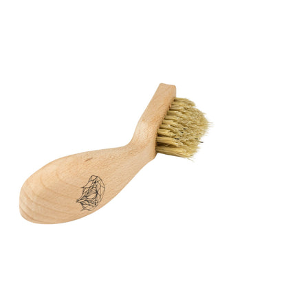 Kent of England Wooden Beard Brush with Slanted Bristle, featuring a light wooden handle and stiff bristles, ideal for grooming and durability.
