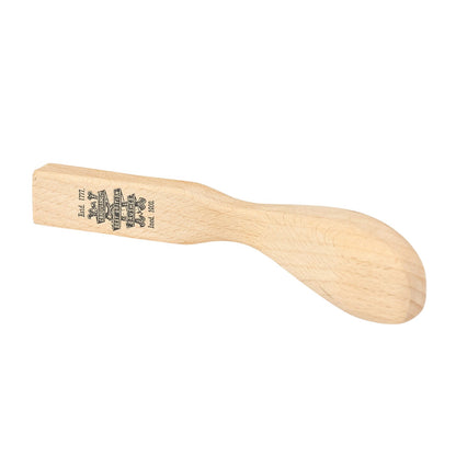 Kent of England Wooden Beard Brush's back, showcasing the solid-wood handle with maker's stamp, known for its longevity and superior grooming quality.