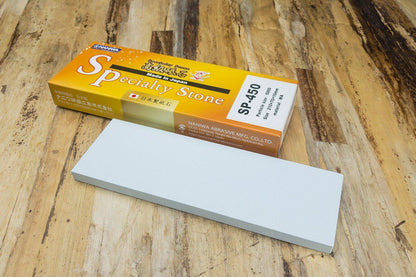 Naniwa Specialty/Super Stone 5000 210x70x10mm water-stone with packaging, ideal for fine sharpening of knives and tools, made in Japan by Naniwa Abrasive Mfg.