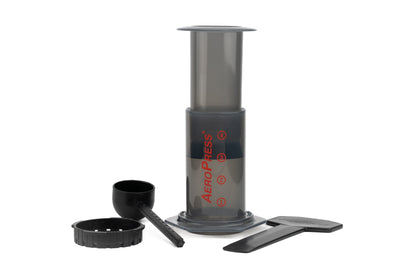 Aerobie AeroPress Coffee and Espresso Maker with brewing chamber, plunger, filter-cap, scoop, and stirrer paddle for smooth, grit-free coffee, aligning with Kent of Inglewood's quality ethos.