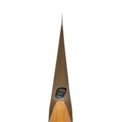 Brant & Cochran Allagash Cruiser axe's head with wooden handle and black wedge, showcasing its Maine wedge pattern design, perfect for precision and durability.