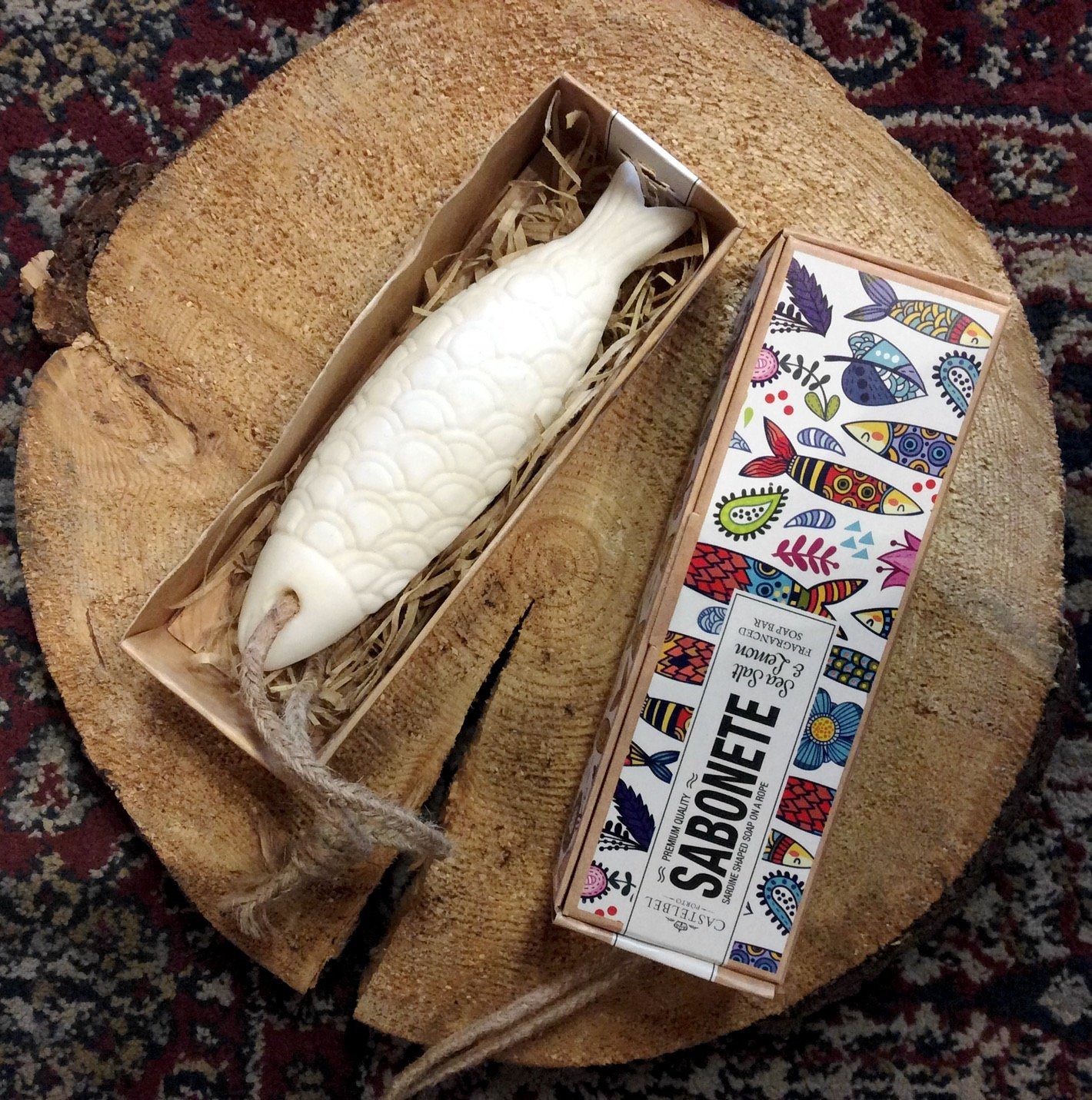Castelbel Porto Sardine Collection Sea Salt and Lemon Soap On a Rope from Castelbel
