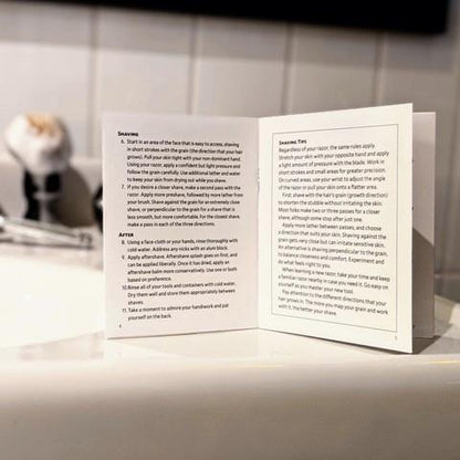 The Kent of Inglewood Guide to Shaving, a compact instruction card, offers essential shaving techniques and tips, perfect for enhancing any shaving set experience.