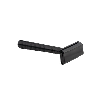 Henson Safety Razor Aluminum Jet Black, featuring a textured handle and single-blade design, offers a precise, comfortable shave for sensitive or coarse hair, ideal for all users.