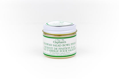 Clapham’s Beeswax Salad Bowl Finish, 1.75 oz, ideal for conditioning wooden handles and surfaces. Beeswax and mineral oil ensure moisture retention and a polished finish.