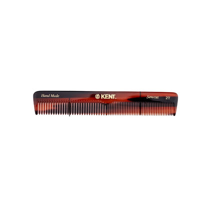 Kent of England Pocket Comb with fine and wide teeth, hand-made, sawcut for gentle scalp care, crafted from static-reducing cellulose acetate for healthy, shiny hair.