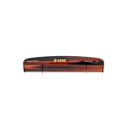Kent of England Pocket Comb, hand-made, tortoiseshell-colored, with saw cut, rounded teeth for gentle hair care, promoting healthy shine and reducing static.