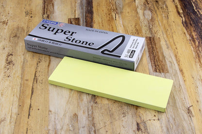 Naniwa Specialty/Super Stone 8000 210x70x10mm sharpening whetstone with original packaging, ideal for refining blade edges, bridging between coarse and fine grits.