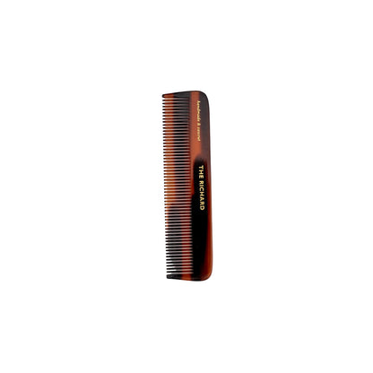 Kent of England Pocket Comb with dual-sided teeth, made from plant-based cellulose acetate, featuring handmade & sawcut and THE RICHARD stamps, ensuring smooth, static-free hair grooming.