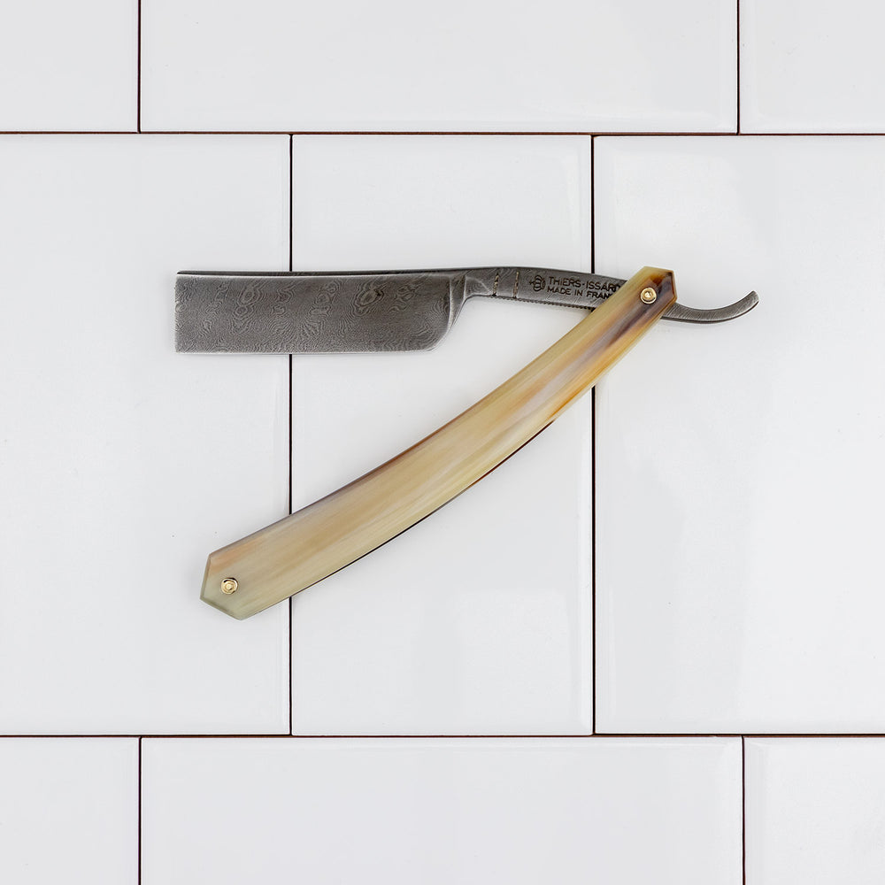 Thiers Issard Straight Razor, Damascus, Blonde Horn, 6/8 - Kent of ...