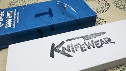 Knifewear 8000 Grit Sharpening Stone in packaging; an essential intermediate step for precise blade honing, enhancing the sharpening process with its durable, long-lasting quality.